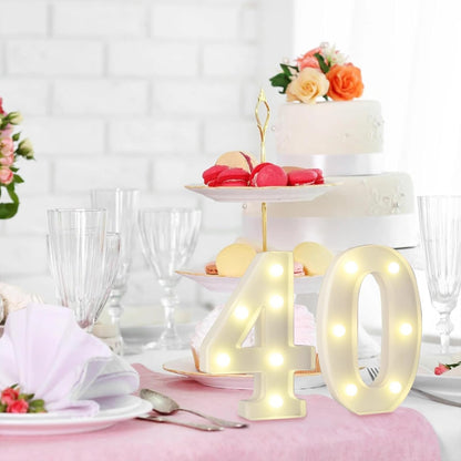 SKYPHAROS LED 40 Marquee Light Up Numbers, 40th Birthday Decorations for Women Men, Warm White Small 40 Marquee Letter Lights for 40th Birthday Party Table, Wedding, Anniversary, Home Decor