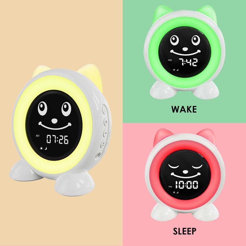 FiveHome Toddlers Sleep Training Clock, Ok to Wake Clock with Red Green Light,Emoji,Nap Timer, Gift Idea for Toddler Girls Boys