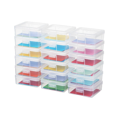 novelinks Plastic Clear Storage Containers for Organizing, Craft Storage Organizers and Stackable Storage Bins with Lids for Pencil Box, Bead, Cookie Cutter, Board Game (18 Pack Small)