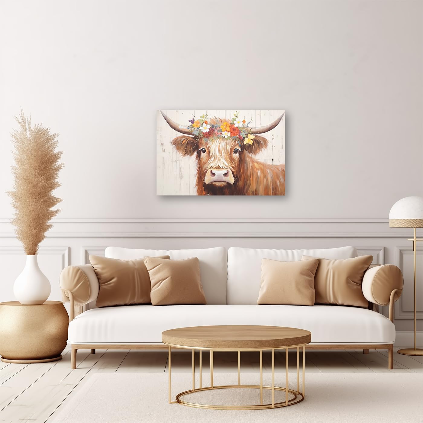 CXHOSTENT Highland Cow Canvas Wall Art - Rustic Animal Painting for Kitchen Decor, 12.00" x 18.00"