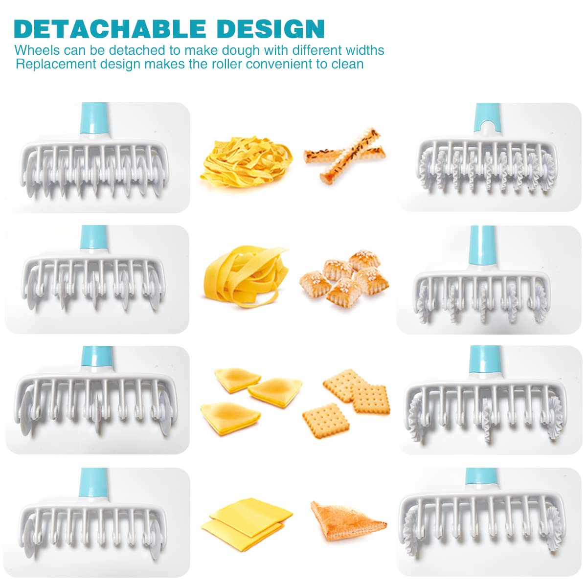 Pastry Dough Lattice Cutter Wheel Roller Fondant Ribbon Cutter with 4 Different Gears Embosser Set Household Time-Saver Baking Pastry Tools for Dough Cookie Pie Pizza Bread Pastry