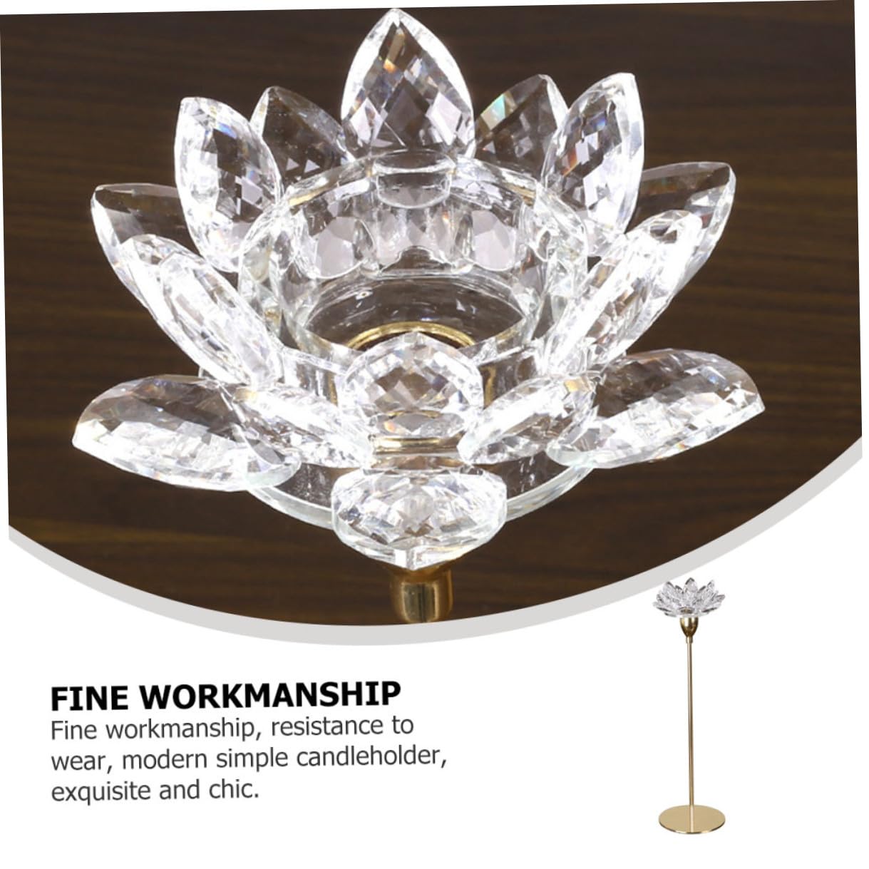 NIYANGLE Modern Simple Metal Crystal Lotus Candle Holder Small Gold Candlestick Decoration for Dining Room Wedding and Romantic Home Décor