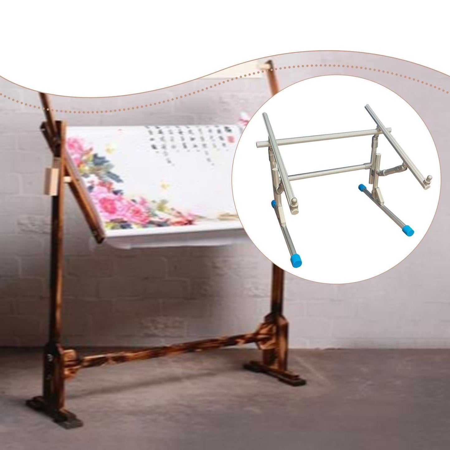 KiBcsLic Embroidery Stitch Stand, Aluminum Alloy, Sturdy, Practical Adjustable, Floor Standing, Embroidery Frame Stand , 2 Bar