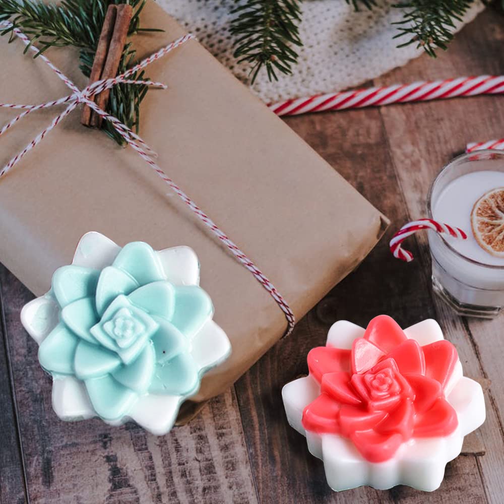 Succulent Silicone Mold, 4 Cavities Silicone Soap Mold, Succulent Plants Flower Mould for Soap Bath Bombs Candle Resin Concrete Crafts, Handmade Chocolate Cake Decor Dessert Biscuit Pudding Ice