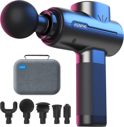 RENPHO Massage Gun Deep Tissue, Portable Percussion Massager for Back and Neck, Gifts for Men and Women, Handheld Device with Carry Case, Active Green