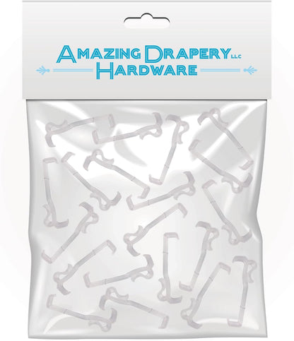 Amazing Drapery Hardware 2.5 Inch Clear Valance Clips, 20-Pack for Top Blind Brands & Window Shades