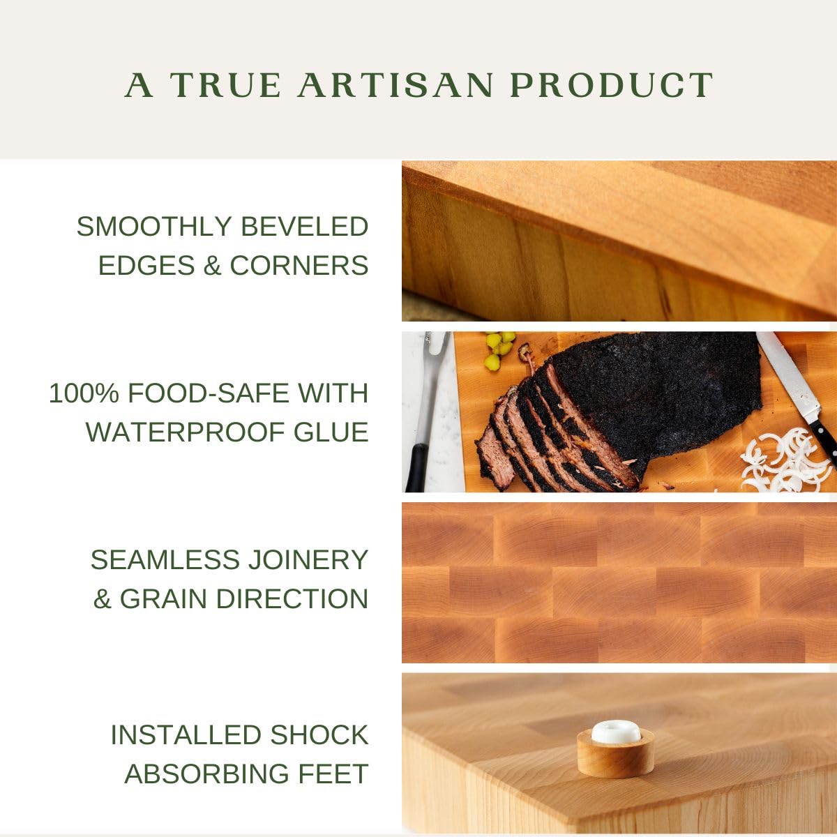 The Boardsmith Maple End Grain Cutting Board - Premium End Grain Butcher Block Wood Cutting Board for Kitchen - Food-Safe, Non-Slip, Sustainably Sourced Maple Wood (Medium)