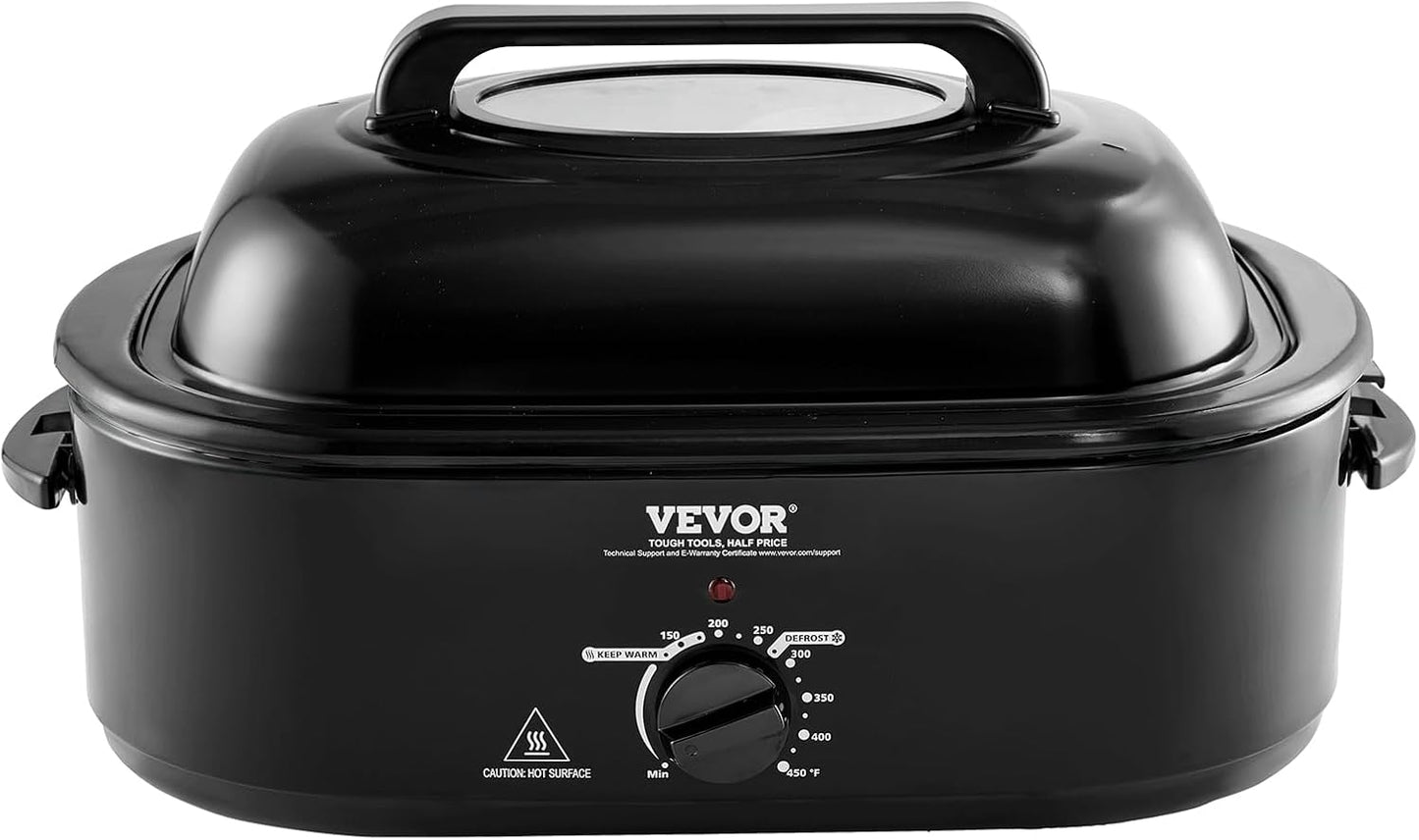 VEVOR Electric Roaster Oven - 20 QT Turkey Roaster with Self-Basting Lid, 1450W, Fits Turkeys Up to 24LBS