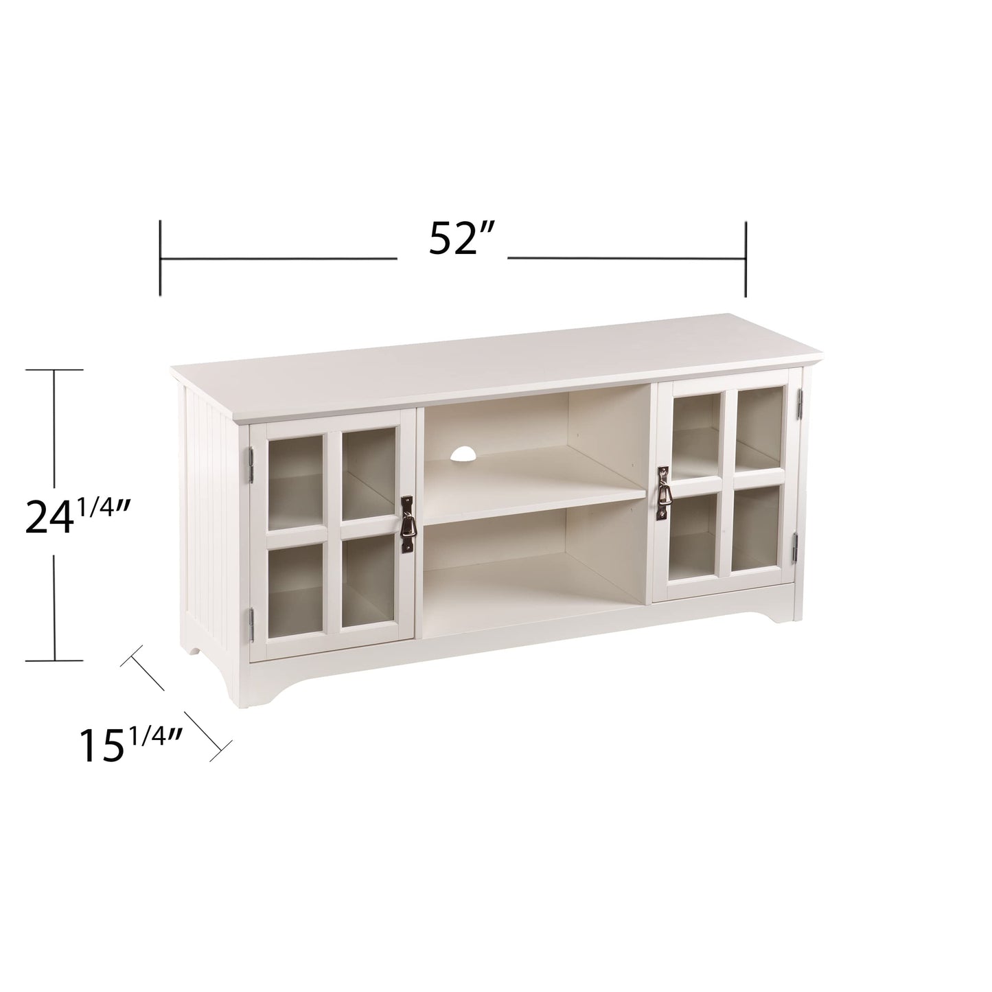 SEI Furniture - Remington TV Media Stand - White - Transitional Design, White Glass and Wood - Ideal for Living Room, Family Room (MS9908)
