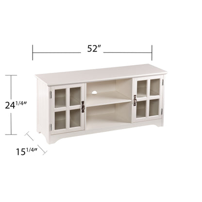 SEI Furniture - Remington TV Media Stand - White - Transitional Design, White Glass and Wood - Ideal for Living Room, Family Room (MS9908)