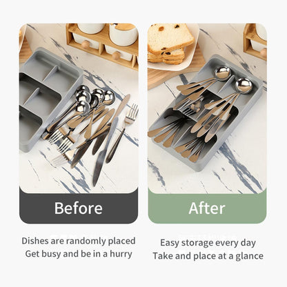 6 Slots Silverware Cutlery Drawer Organizer, Kitchen Utensil Tray for Flatware, Spoon and Knives Storage, Neat &
