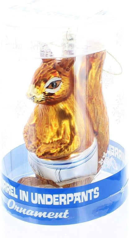 Mcphee Archie Accoutrements Ornament Squirrel in Underpants Glass for Christmas