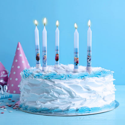 Set of 8 Decorative Birthday Candles for Children's Cakes - 3D Frozen Multicoloured Wax