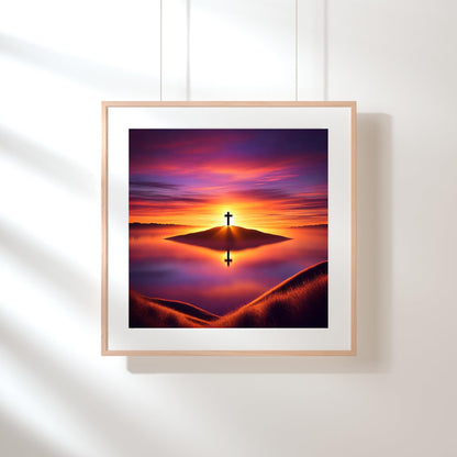 Modern Merch Jesus Diamond Art for Adults Sunset Cross Christian 5D Diamond Painting Kit for Adults Landscape, DIY Jesus Wall Art Cross Stitch Kits Gem Art, Round Drill 12x16 Religious Gifts for Women