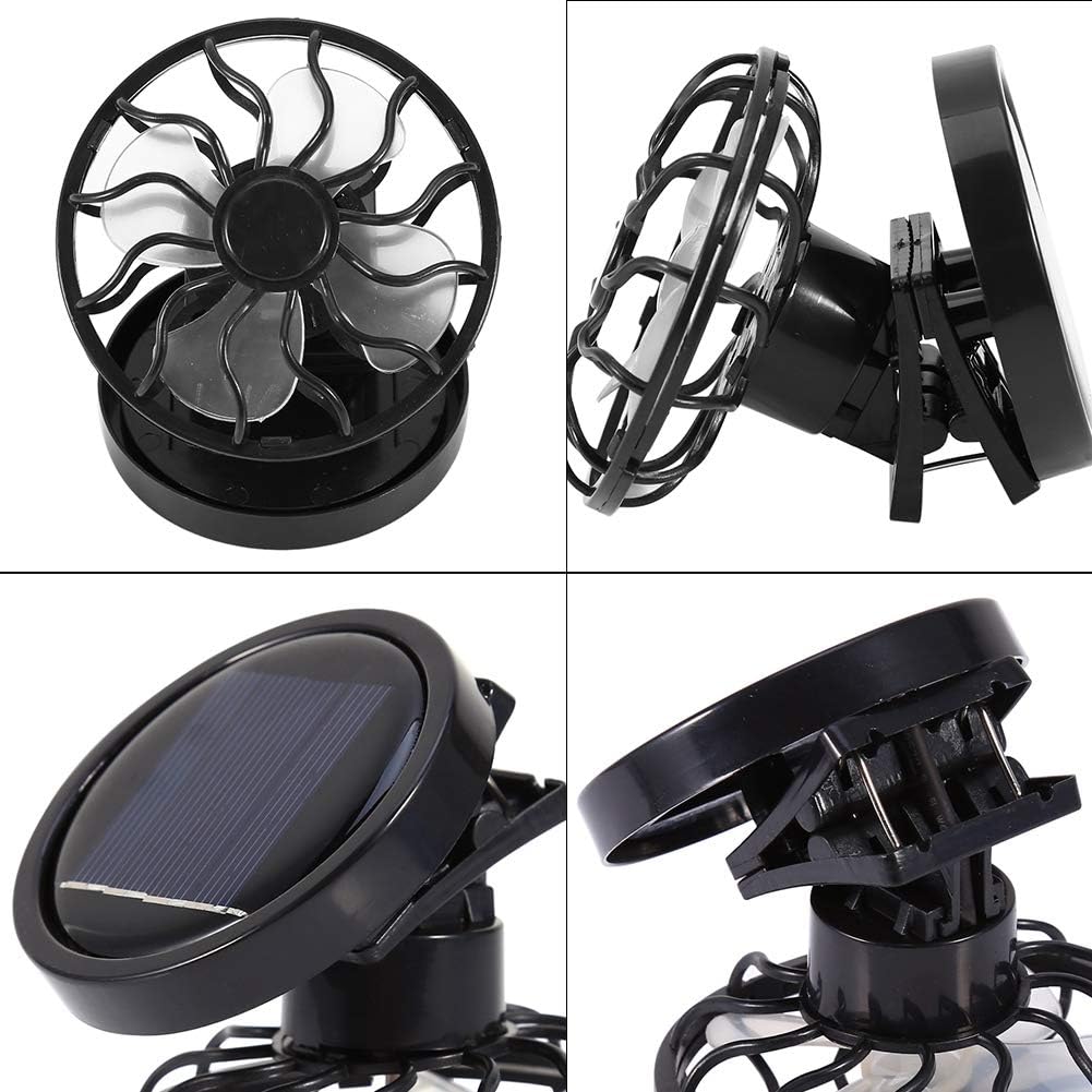 LiebeWH Electric Clip On Solar Fan, Portable Air Conditioner Cooling Fan, Quiet Desk Fan for Travel Camping Hiking
