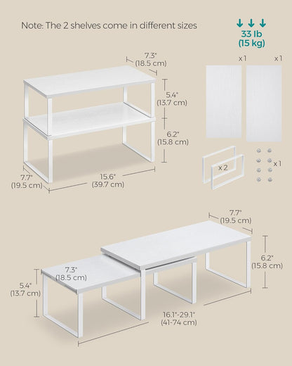 Set 2 Counter UKCS025W01 SONGMICS Cabinet Organizer Shelf, of Kitchen Shelves, Kitchen Storage, Spice Rack, Stackable