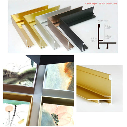 GVS-ART DIY Metal Floating Frame for 9X12“ Canvas Painting Art,1 1/2"(3.8cm) Depth, Floater Frame,Mental Frame Kit, Cut to Pieces,Not Include Canvas or Mat Light Gold Frame