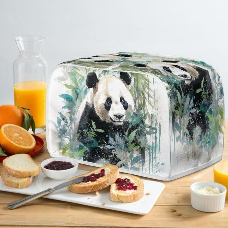 Toaster Cover for 4 Slice, Watercolor Panda Bamboo Dustproof Bakeware Protector, Small Kitchen Appliance Covers