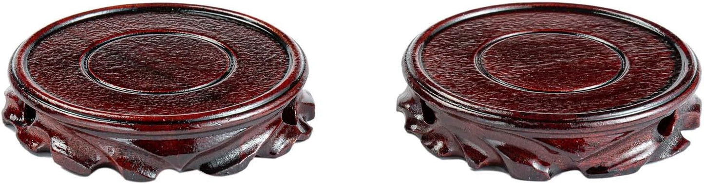 Set 2 (D4 H0.75) Thy Collectibles of Oriental Rosewood Plant and Drink Coasters Stands for Small House Plants, Coffee