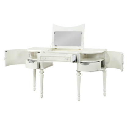 Acme Dorothy Half Moon Vanity Desk & Mirror in Ivory