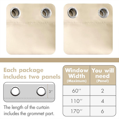 MIULEE Blackout Curtains for Bedroom Living Room, Thermal Insulated Room Darkening Grommet Top Drapery Set of 2