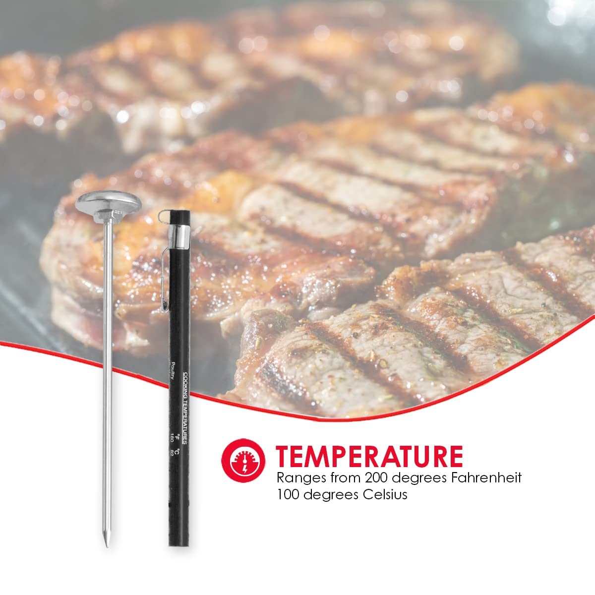 Home Basics Durable Cooking Thermometer - Stainless Steel Construction