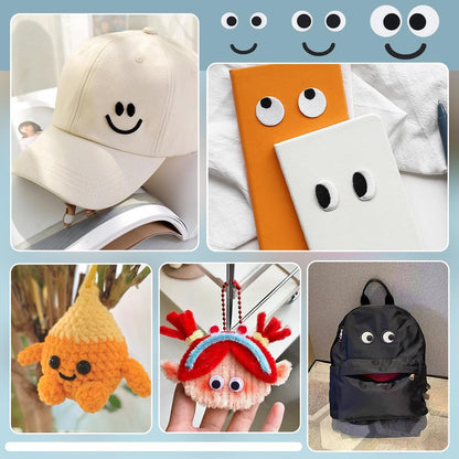 PH PandaHall 120 Sets Felt Eyes with Mouths 3 Sizes Round Craft Eye Felt Mouth Crochet Eyes Patches Black Craft Mouth Amigurumi Eye for Plush Animal Puppet Teddy Bear Crochet Crafts Making
