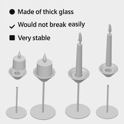 Smytle Smoke‑Gray Candlestick Holders, Set of 3 Smoked Glass Candleholder Sets with Weighted Metal Base, Modern Minimalist Taper Candle Holders for Fireplace Mantel and Table Decor