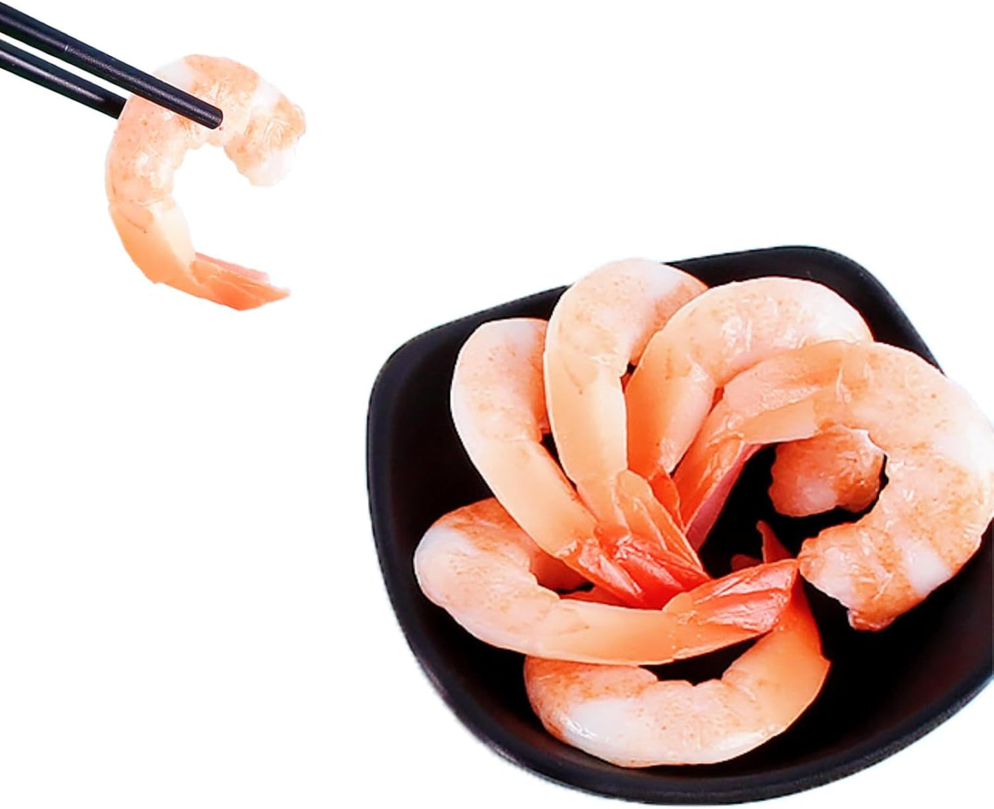 20PCS (1.77Inch) Realistic Artificial Shrimp Cooked Prawn Lifelike Peeled Prawns for Home Kitchen Seafood Market