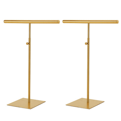 Stainless Necklace Display and Jewelry Stands, 2 Pack Adjustable Height Purse Display Stand, Non-Slip Jewelry Holder Organizer T-bar Tower Necklaces Rack for Vendors Retail Store Counter Home Closet