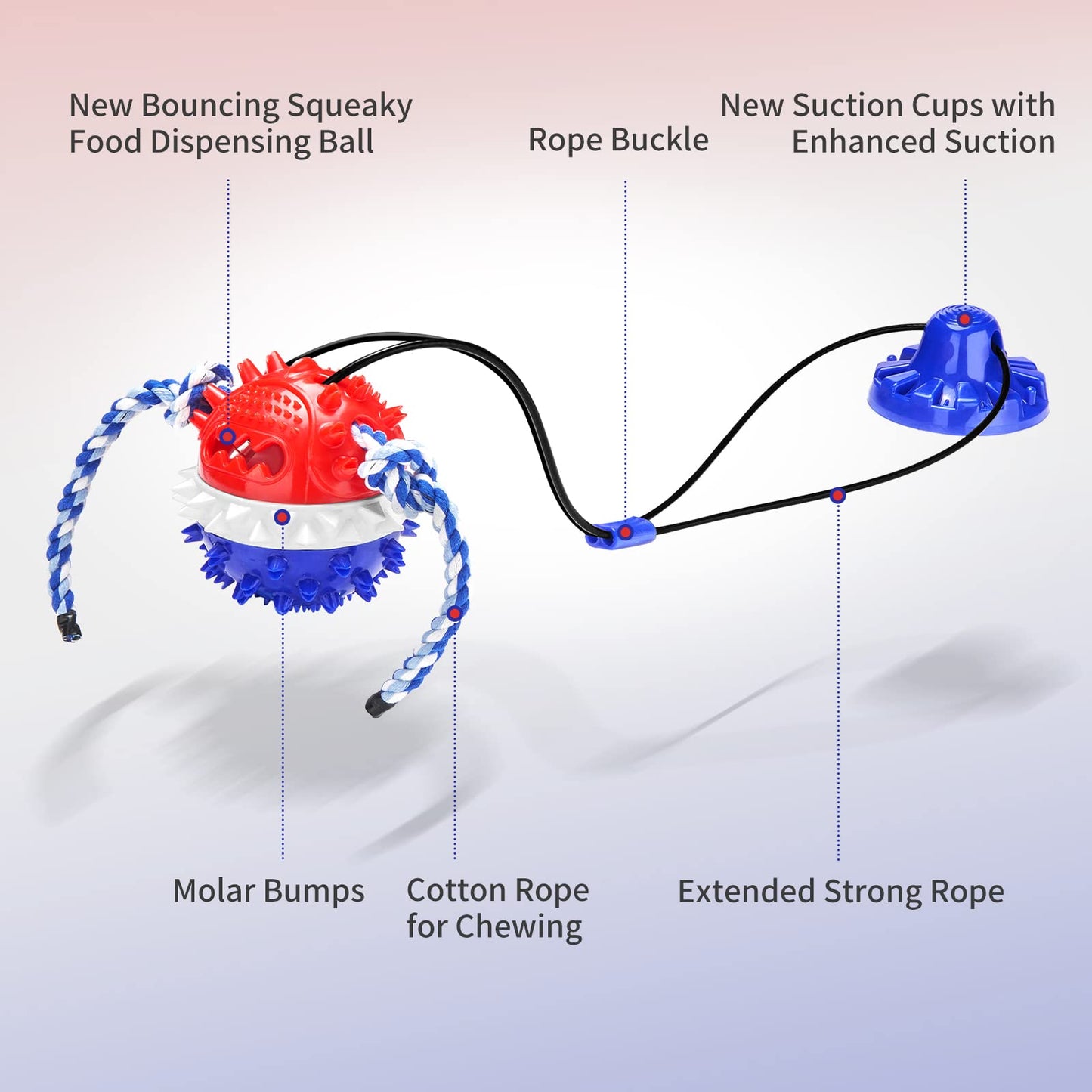 ULEFIX Interactive Dog Toys - Aggressive Chewer Suction Cup Tug of War, Indestructible Puzzle Toys & Treat Dispensing Ball for Dog Enrichment