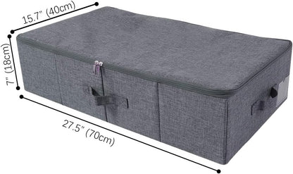 Underbed Storage Boxes for Bedding, Garment, Duvets, Blankets, Shoes, Folding Fabric Rigid Bins with Zip Lid, Washable
