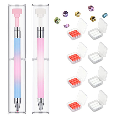 Automatic Refillable Wax Pen for Diamond Painting,2pcs Rhinestone Picker Tool,Diamond Painting Pens Kit with 24 Replacement Wax,Rhinestone Pickup Tool for Nail and Diamond Paint Art