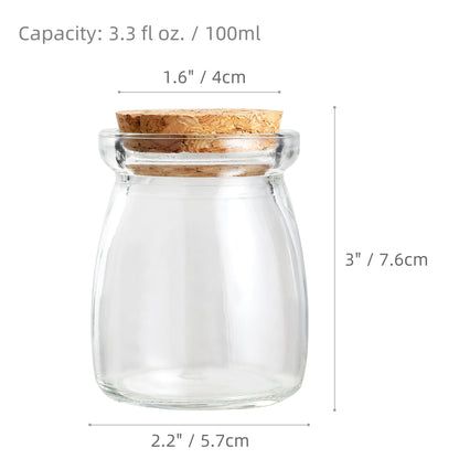Magic Season Decorative Glass Bottle with Cork Stopper (3.3 oz Pudding Bottles / 6 Pcs)