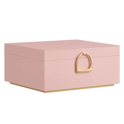 SONGMICS 2-Layer Jewelry Box, Jewelry Organizer with Handle, Removable Jewelry Tray, Jewelry Storage, Floating Effect, 8.1 x 9.4 x 4.3 Inches, Gift Idea, Jelly Pink UJBC165R01