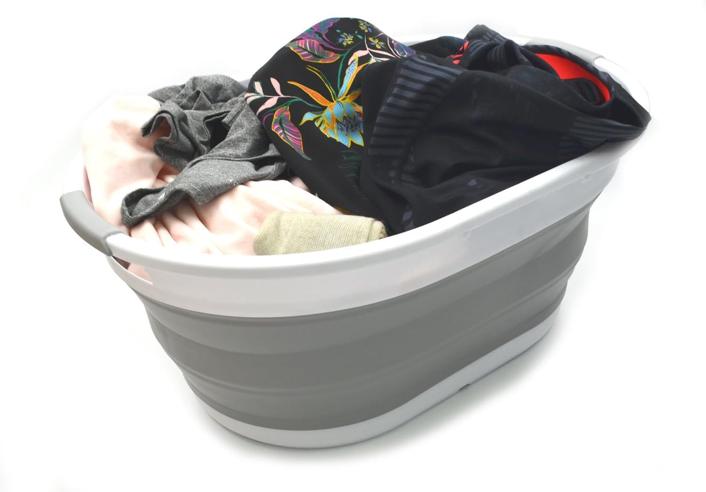 SAMMART 28L (7.4 gallon) Collapsible Plastic Laundry Basket-Oval Tub/Basket - Portable Washing Tub, Water capacity: 22L