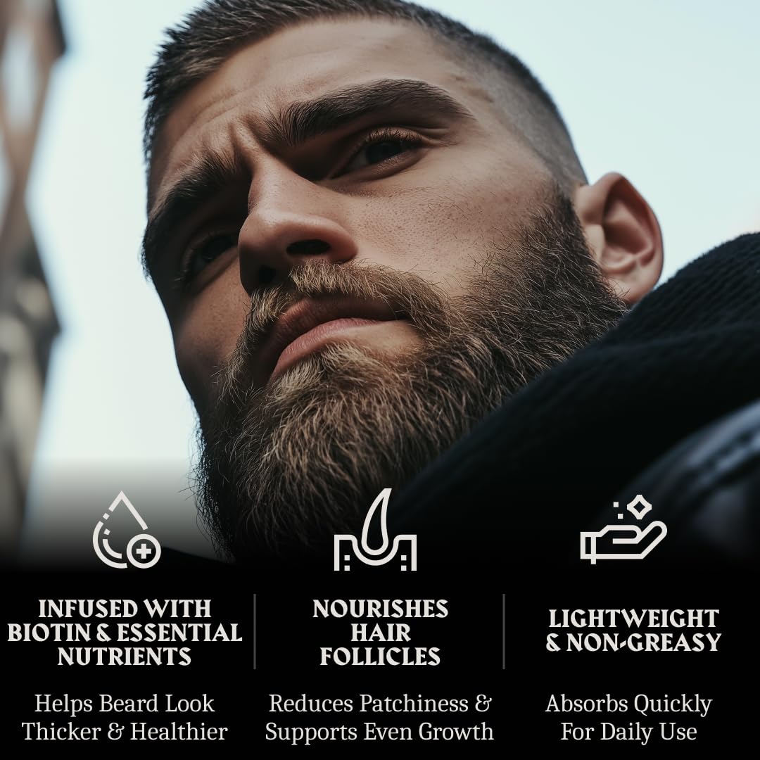 Striking Viking Beard Oil with Biotin for Men - 2 Fl Oz, 1 Pack, Sandalwood - Thickening & Conditioning Beard Growth Oil & Serum with Argan & Jojoba for Hydrated Facial Hair