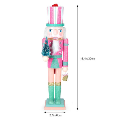 MicoSim Christmas Nutcracker Decor,15" Wooden Nutcracker Decorations,Collects Nutcracker Ornament for Festival Party Outdoor Xmas Gifts (Pink Christmas Tree)…