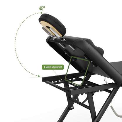 Dolonm Height Adjustable Massage Table with Face Pillow & Headrest for Treatment Table, Physical Therapy Table, Spa Facial Professional Massage Bed - Adjustable Backrest, Electric Leg Lifting, Black