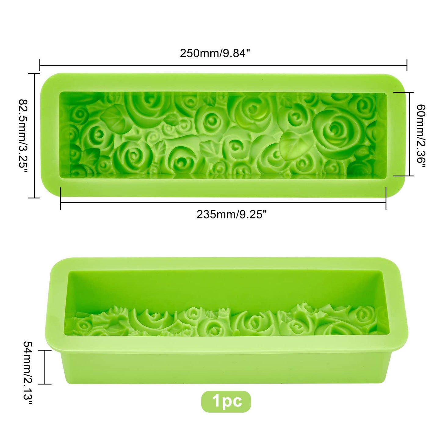 PH PandaHall Rose Loaf Mold, Flower Silicone Mold 3D Embossed Crafts Mold Soap Molds Rectangle Resin Casting Molds for Handmade Craft UV Resin Soap Candle Making, 9.8x3.2x2.1inch 650ml/22oz