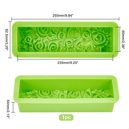PH PandaHall Rose Loaf Mold, Flower Silicone Mold 3D Embossed Crafts Mold Soap Molds Rectangle Resin Casting Molds for Handmade Craft UV Resin Soap Candle Making, 9.8x3.2x2.1inch 650ml/22oz