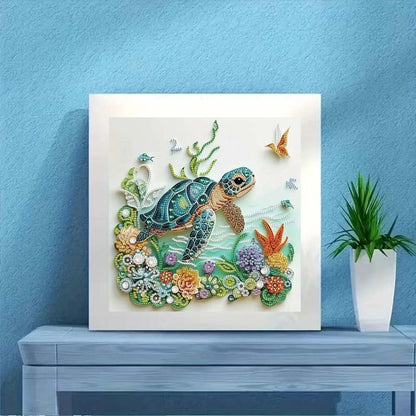 ZQEATRY Sea Turtle Animal Special Shape Diamond Art Kits for Adults,5D Diamond Painting Kits for Beginner,DIY Diamond Crystal Rhinestones Painting Kits for Home Wall Decor Gift 11.8 X 11.8inch