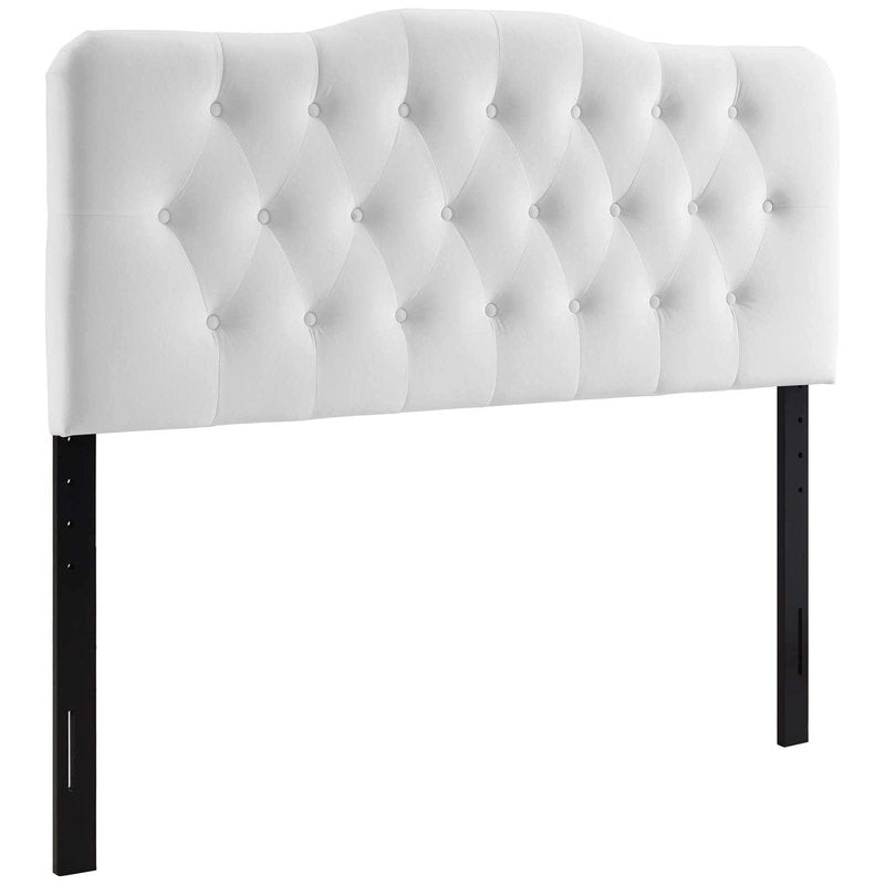 Modway Annabel Diamond Tufted Performance Velvet Queen Headboard in White