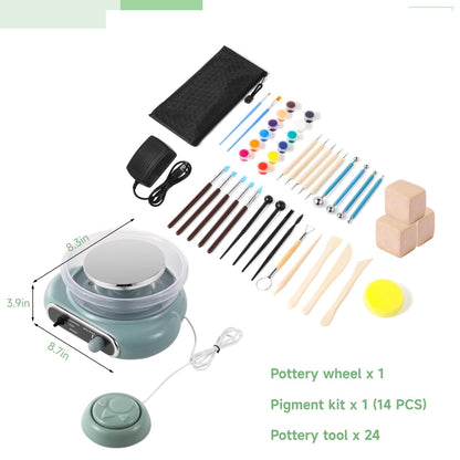 Mini Pottery Wheel Kit, 4.7 Turntable Electric Pottery Wheel, Clay Making Pottery Machine with 24 Pottery Shaping Tools and Paint Set, Craft Kits Gift for Kids Teens & Adults Beginners