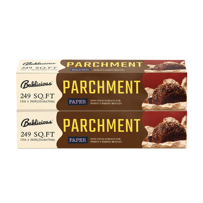 Unbleached Parchment Paper Roll for Baking, 2 Pack of 13 In X 242 Ft, Non-stick Baking Paper, Food Grade Cooking Papers For Bread, Cookies, Heat Press, Pans, Oven, Air Fry