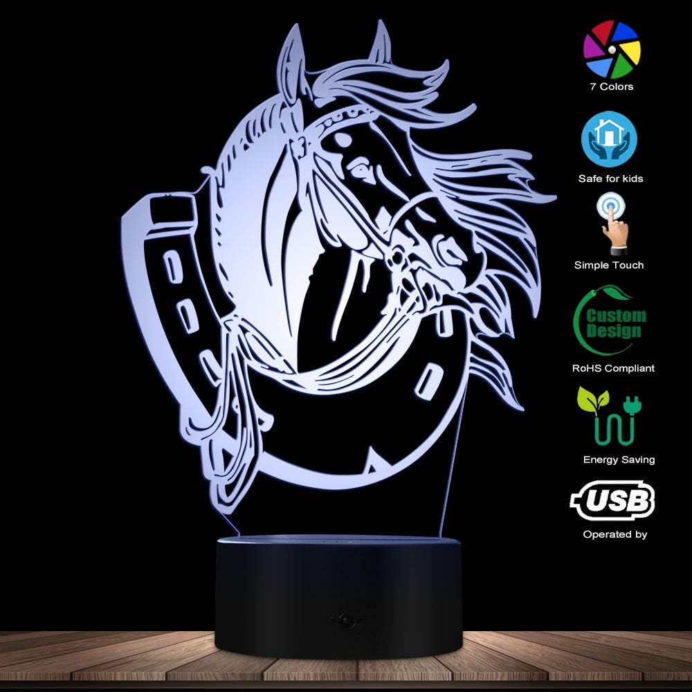 The Geeky Days Horse Modern Lighting - 3D Optical Illusion Light USB Night Lamp for Home Table Desk Decor