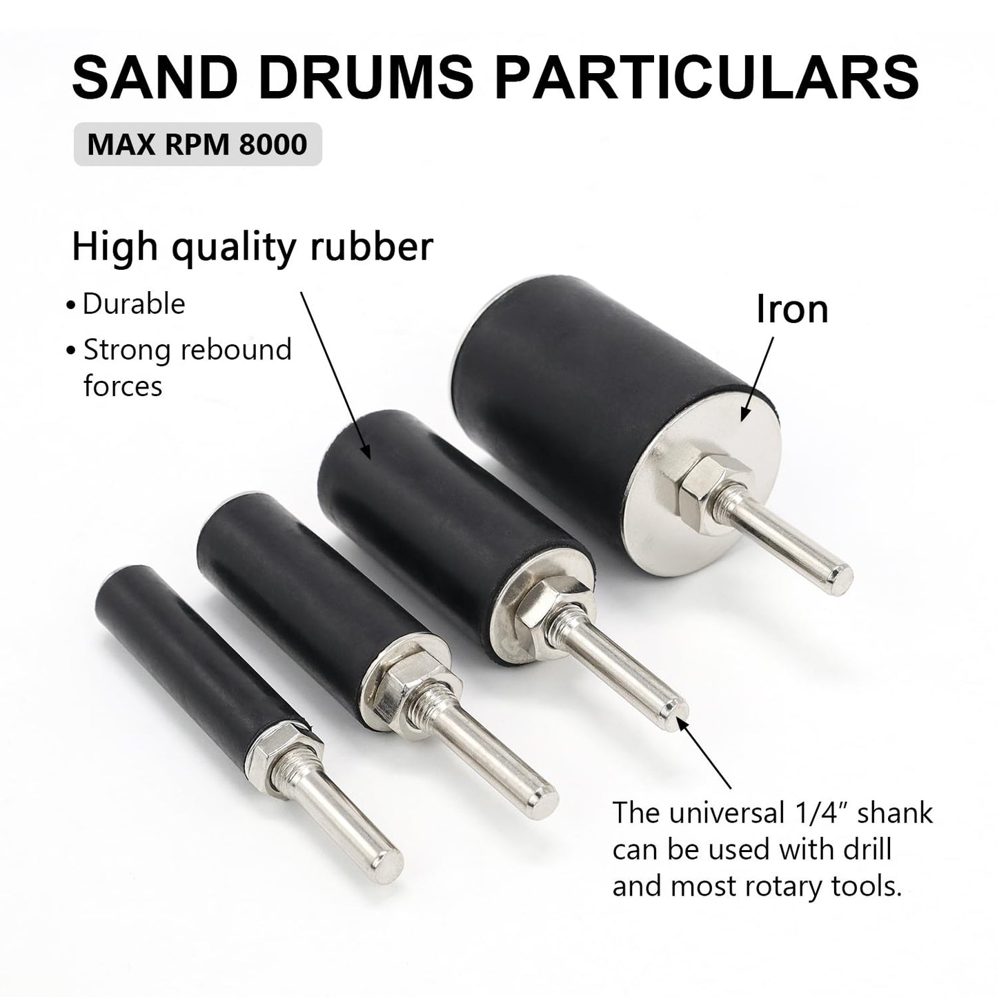 scottchen PRO 2”Long Sanding Drums and Sleeves Set with 1/4”Shank for Drill or Drill Press, Sanding Drum Kit for Sanding Smoothing Shaping Polishing Fiberglass Wood Metals, 60,80,120 Grit-16pack