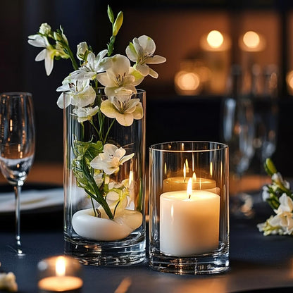 Zomiol 30pcs Glass Cylinder Vase for Centerpieces, 6,8,10,10,12 inch Tall Big Clear Flower Vase Bulk Floating Candle Holder for Wedding Table Home Décor and Party