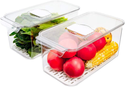 Large Crisper Lettuce Keeper, Vegetable Salad Storage Containers for Fridge - Pack of 2, 5700 ml Berry Bins