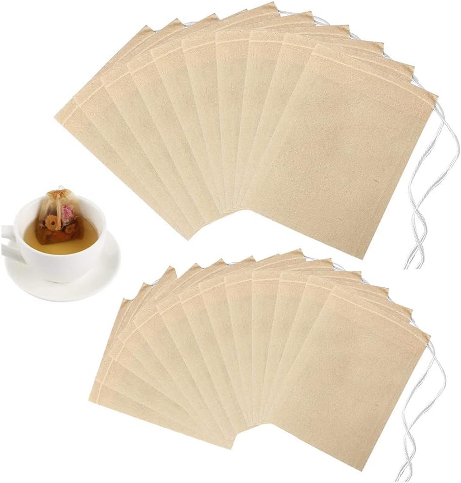 200 (3.54x2.75 inch/1.96x2.75 inch) Pcs Loose Leaf Tea Bags, Disposable Tea Filter Bags with Drawstring Unbleached Tea